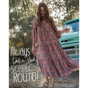 Natural Life Charlotte Tiered Midi Dress size Large